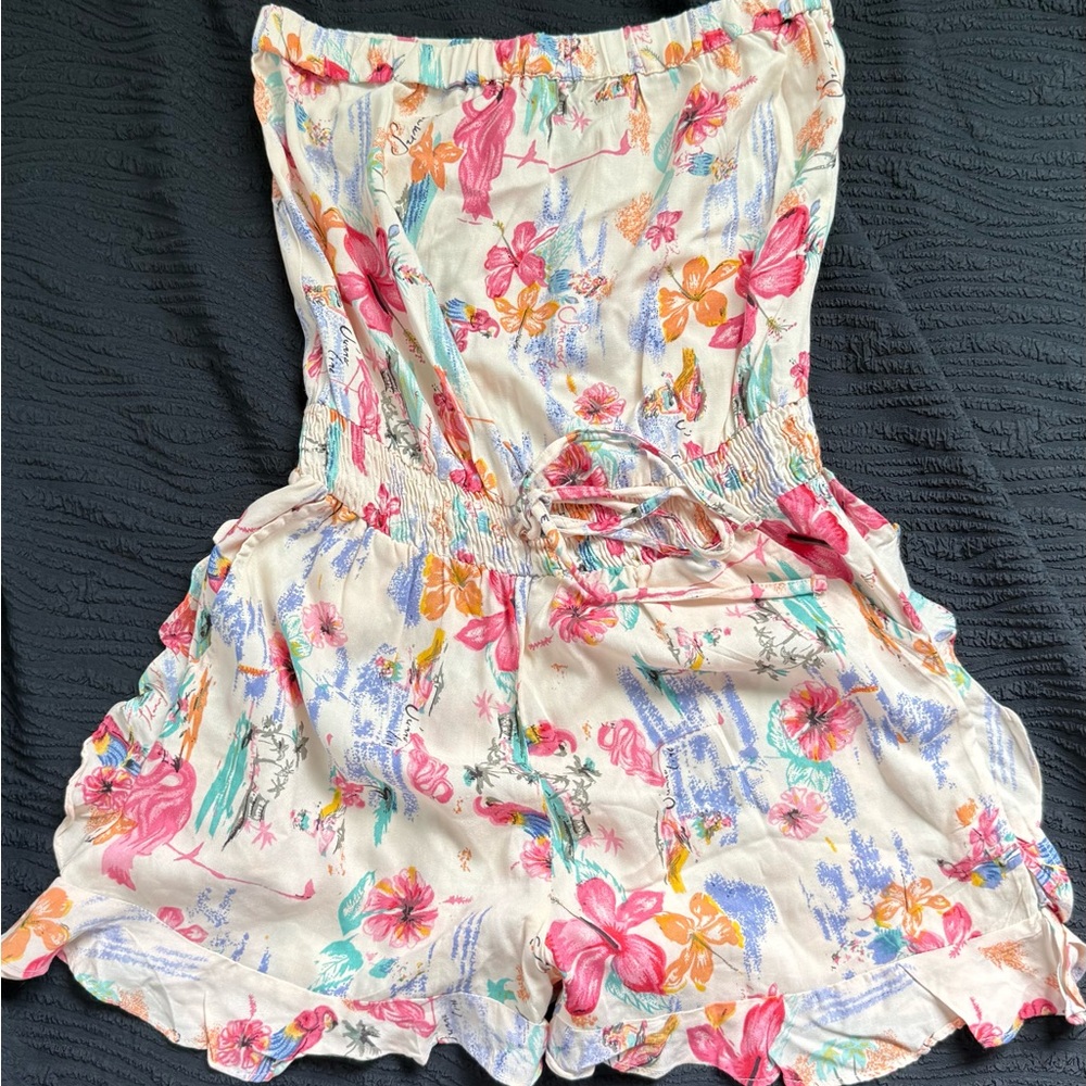 Angie Floral Strapless Romper